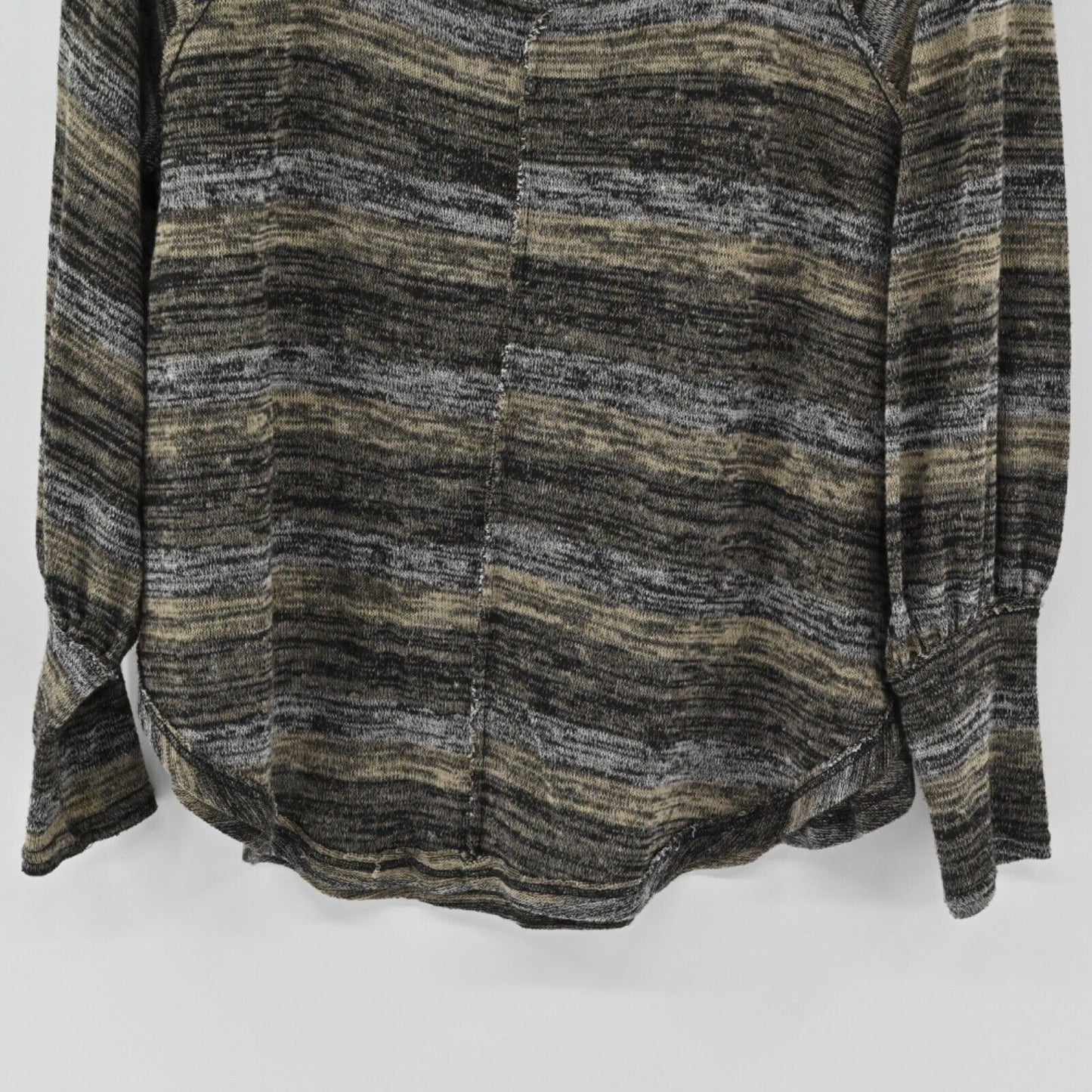 FREE PEOPLE Top Womens Size XS Black Brown Space Dye Stripe Oversized Knit USA