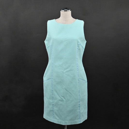 J MCLAUGHLIN Blue Sleeveless Dress Size 8 Textured Detail Shift Casual Preppy