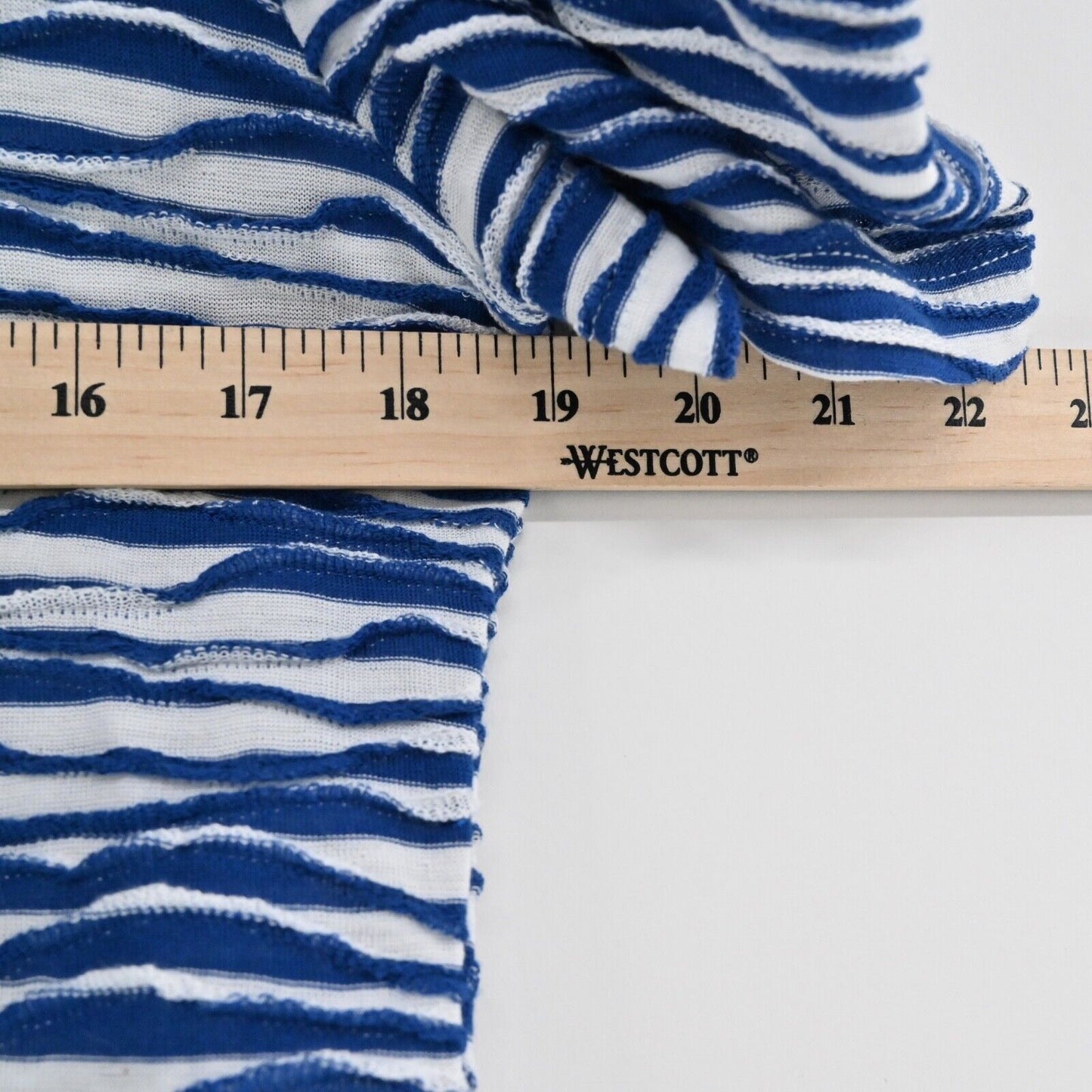 ANTHROPOLOGIE Top Womens Size S Blue Stripe Knit MAEVE Cutout Neck Puff Sleeve