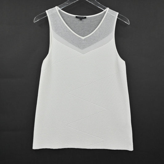 Lafayette 148 Womens White Ribbed Top Size S Structured Mesh Quiet Luxury Blouse