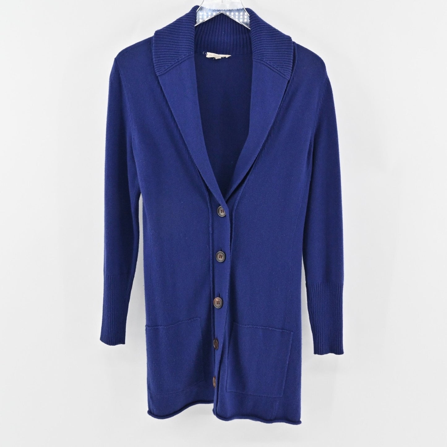 EILEEN FISHER Cardigan Sweater Womens Size XS Cotton Cashmere Blend Knit Blue