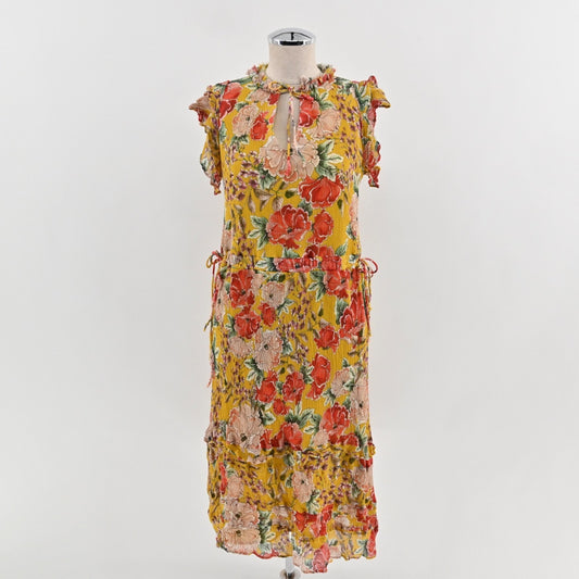 Anthropologie Dolan Ellory Dress Size XS Silk Floral Ruffle Flutter Sleeve Boho