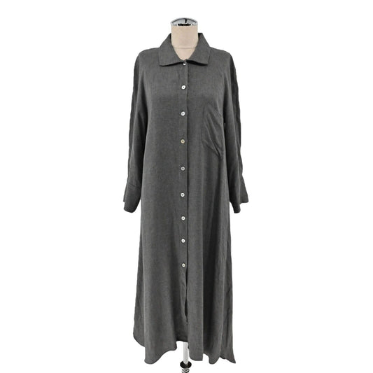 ZARA Dress Womens S Grey Long Sleeve Button Down Pocket Maxi Lagenlook Capsule