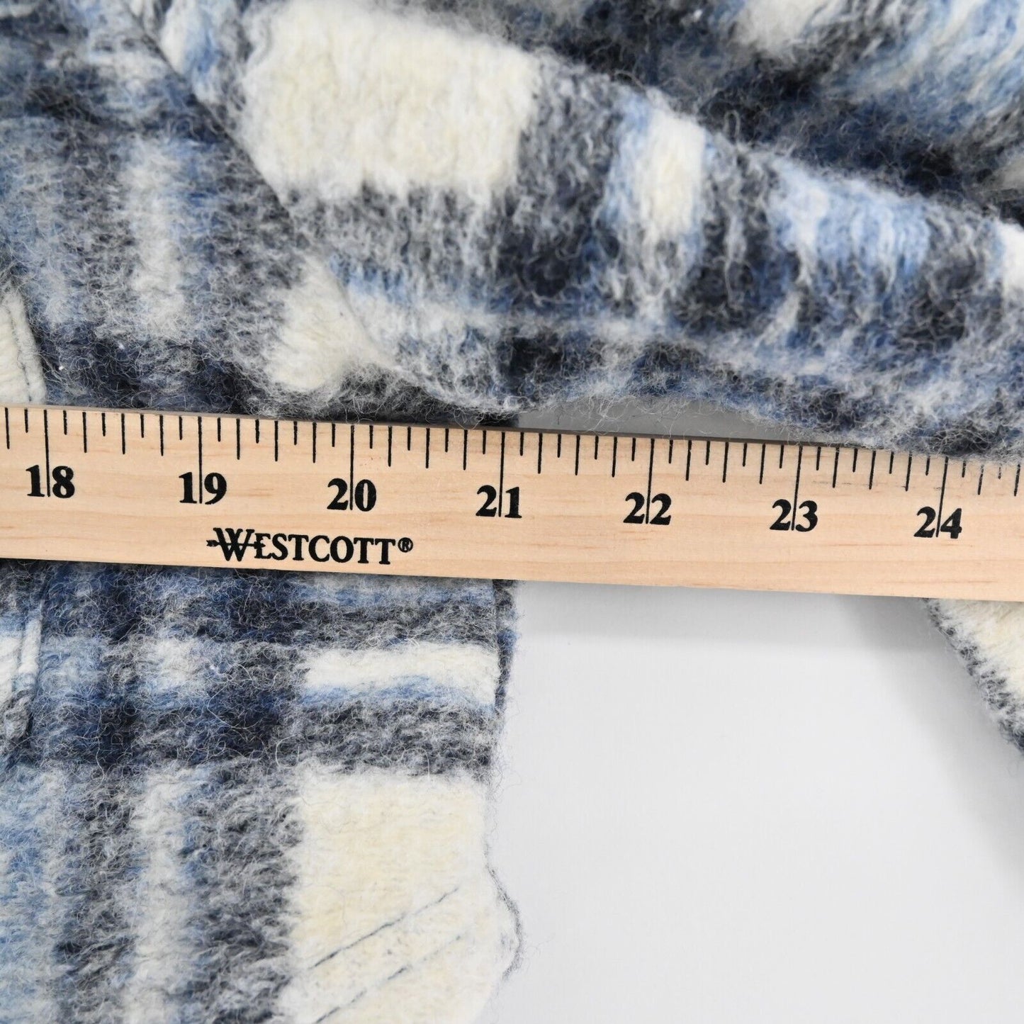 ZARA Jacket Womens Size XS Cropped Blue Plaid Button Front Shacket Wool Blend