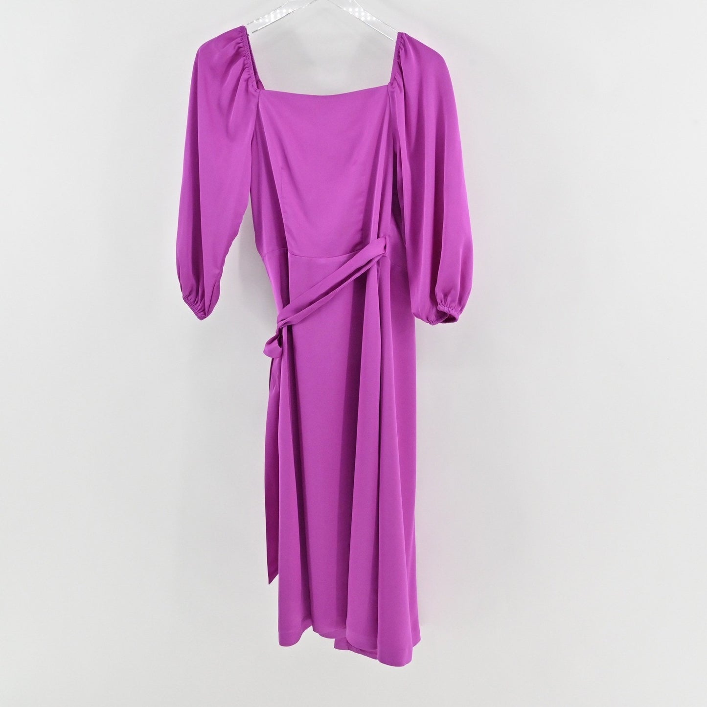 Ann Taylor Purple Wrap Midi Dress Size 0P Romantic Wedding Guest Lilac Feminine