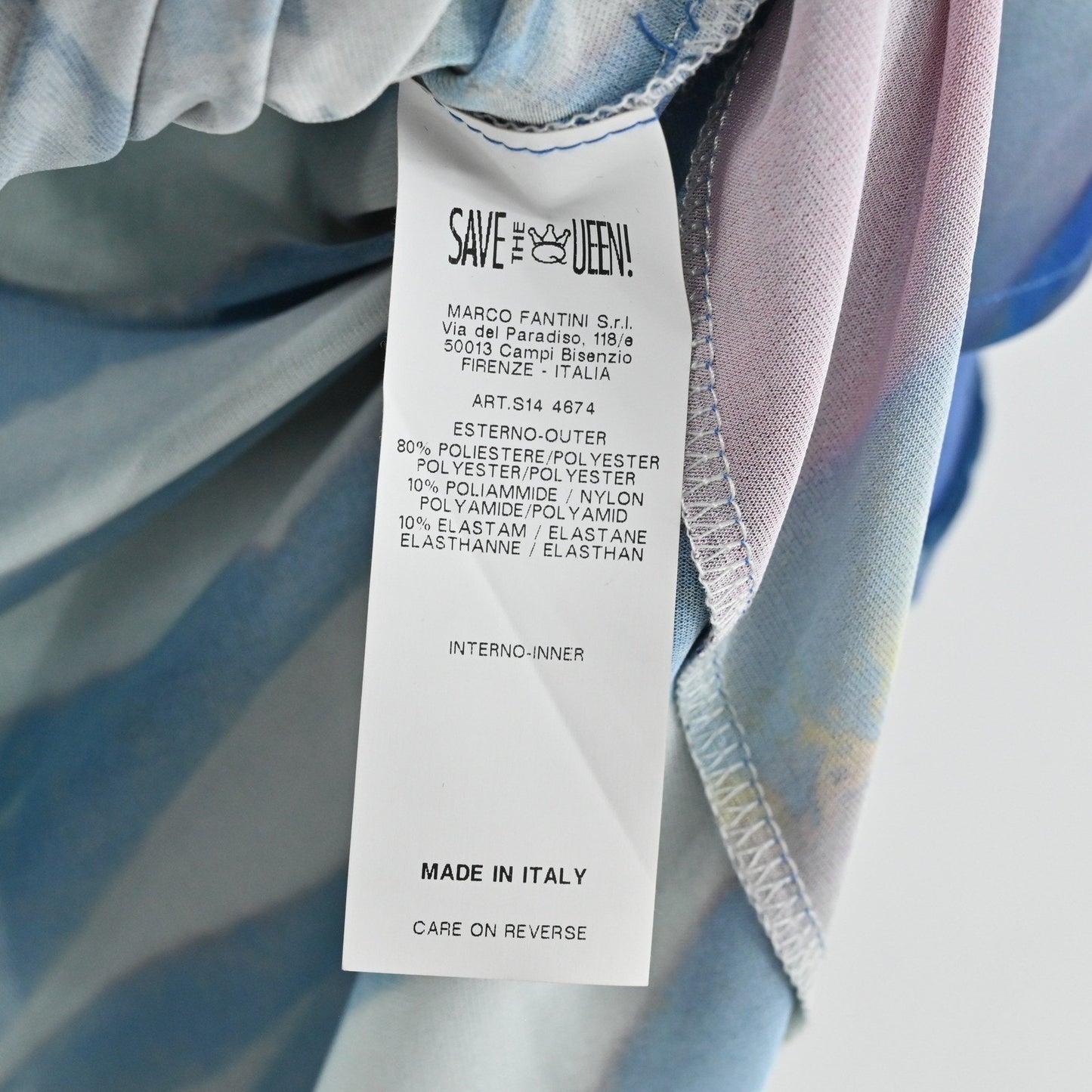 Save The Queen Dress Size M Italy Blue Artsy Eclectic Art To Wear Graphic Print