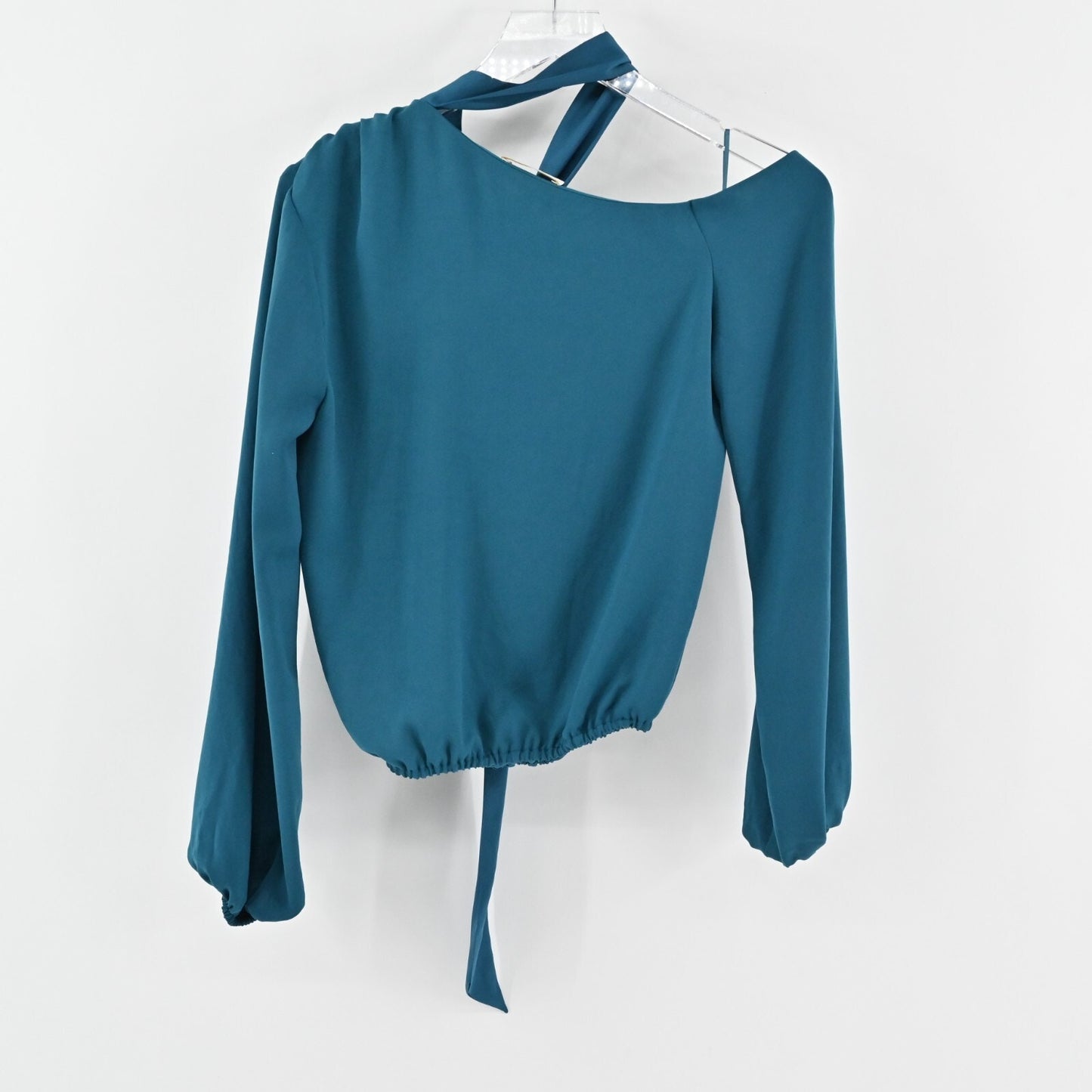 RAMY BROOK Womens Seneca Top Size XS Teal Draped Off Shoulder Neck Tie Blouse