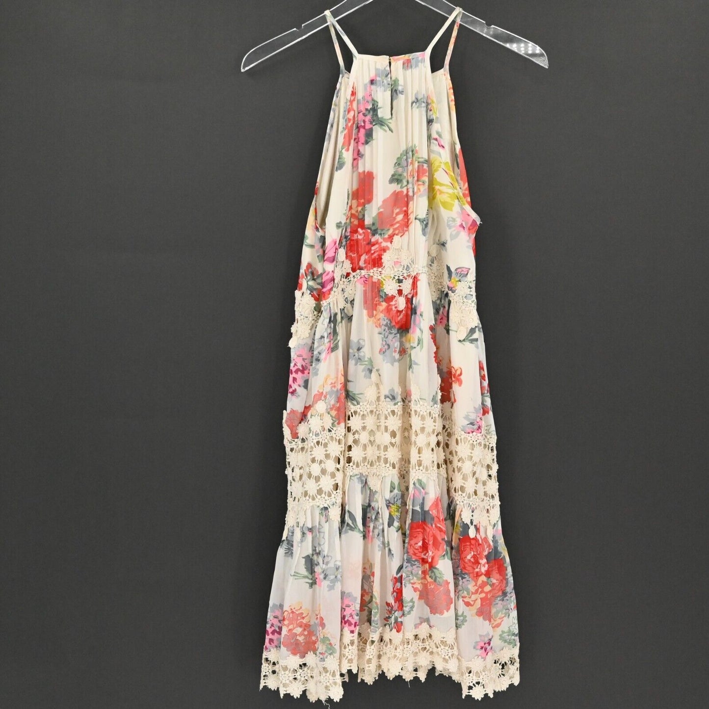 RANNA GILL by ANTHROPOLOGIE Dress Size M Kalila Halter Crochet Floral Coquette