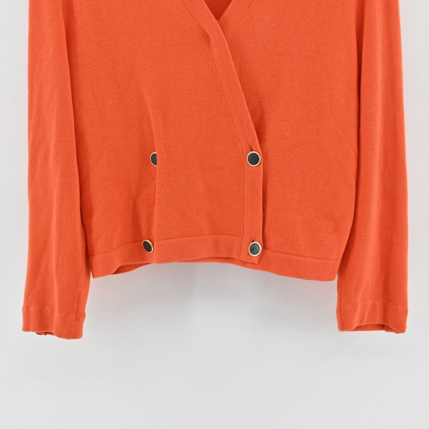 Vtg Laurel by Escada Womens Embroidered Cardigan Size 38 Orange Cotton Halloween