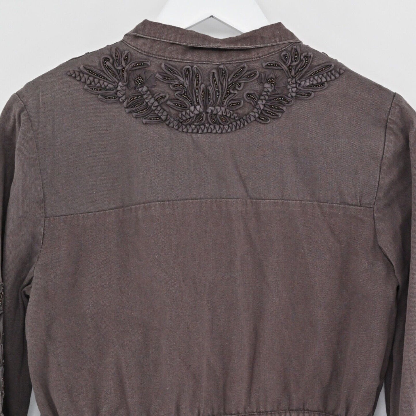 LOVE SAM by ANTHROPOLOGIE Jacket Womens Sz XS Travis Military Brown Embellished77252119