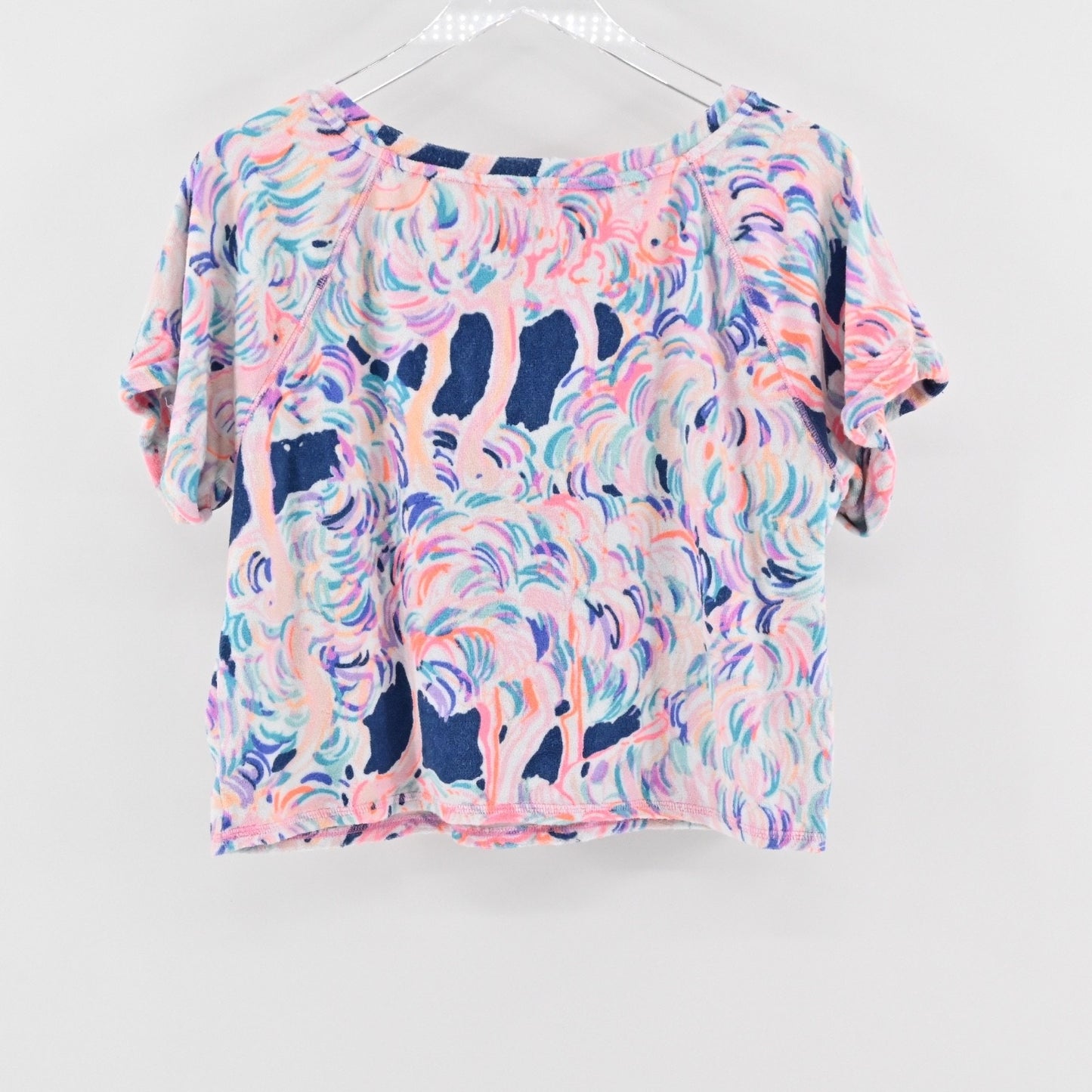 LILLY PULITZER Womens Dossie Terry Set Size M Navy Pelican Pink Head In The Sand