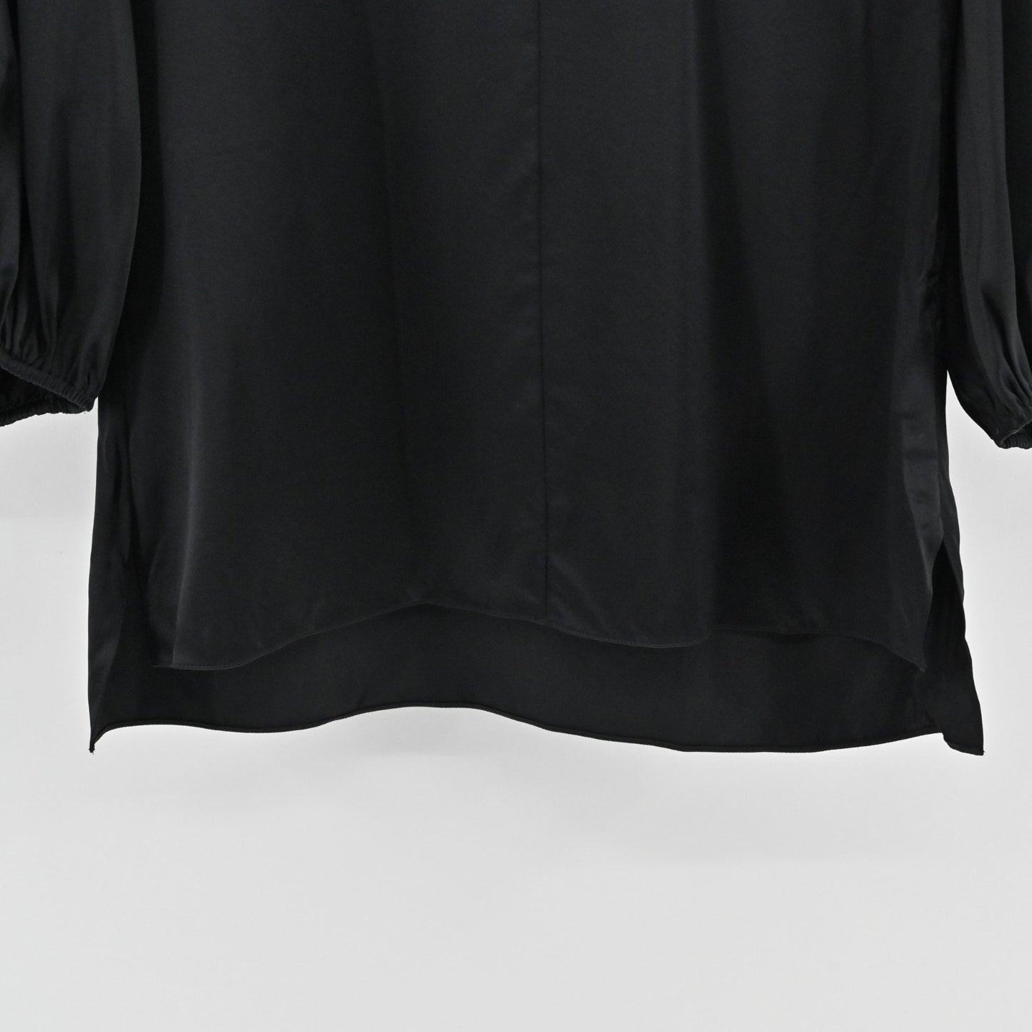 Theory Womens Stretch Satin Volume Sleeve Top Size S Black Silk Minimalist Glam