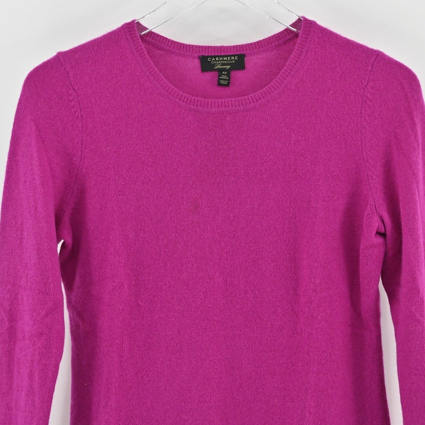 Charter Club Womens Cashmere Sweater Size XS Pink Crew Neck Cozy Quiet Luxury