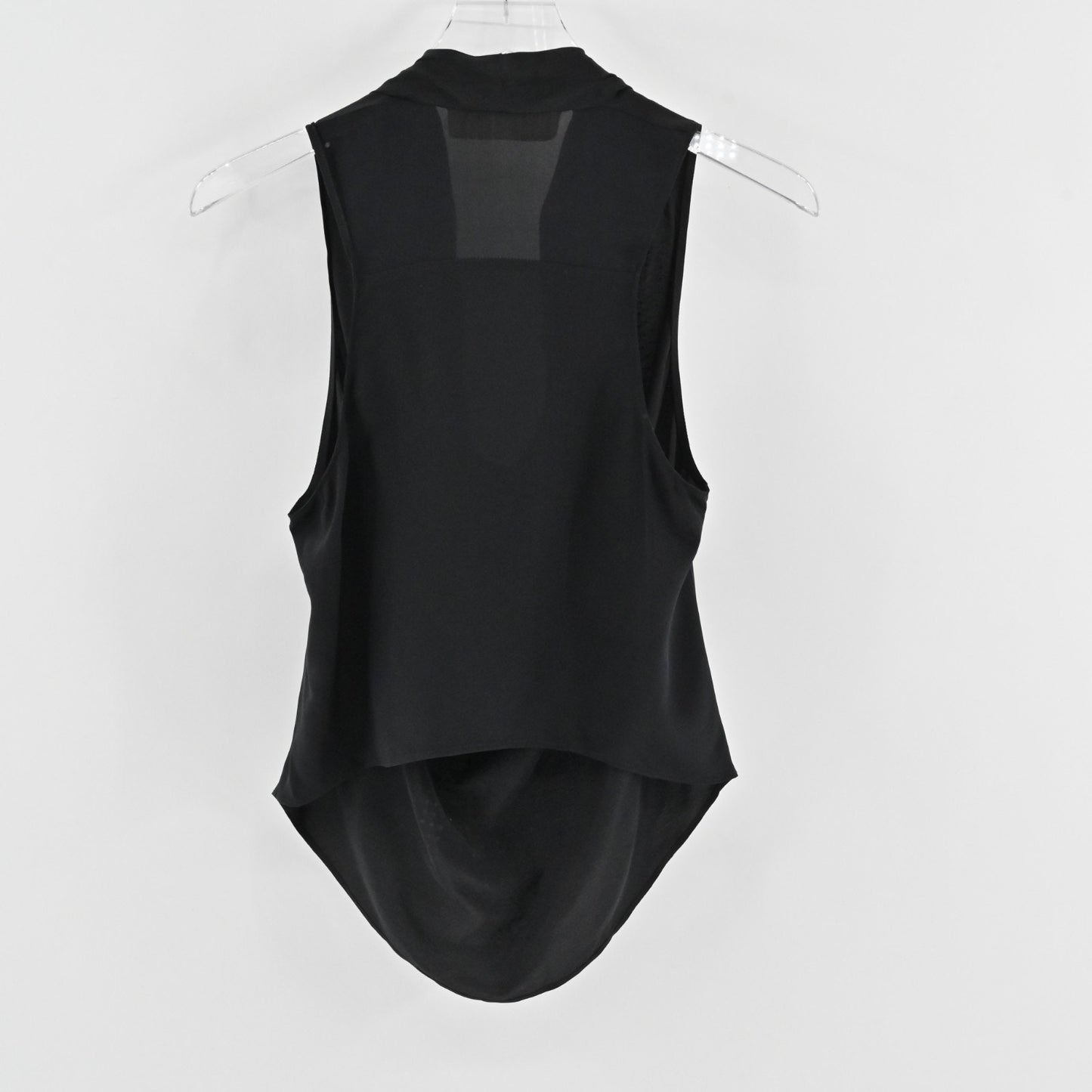 Ramy Brook Womens Debi Silk Tank Top Size L Draped Neck Rhinestone Black Blouse