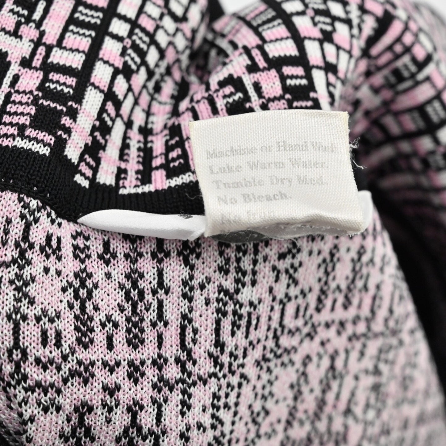 MISOOK Womens Knit Jacket Sz S Blazer Black Pink Print Retro Career Quiet Luxury