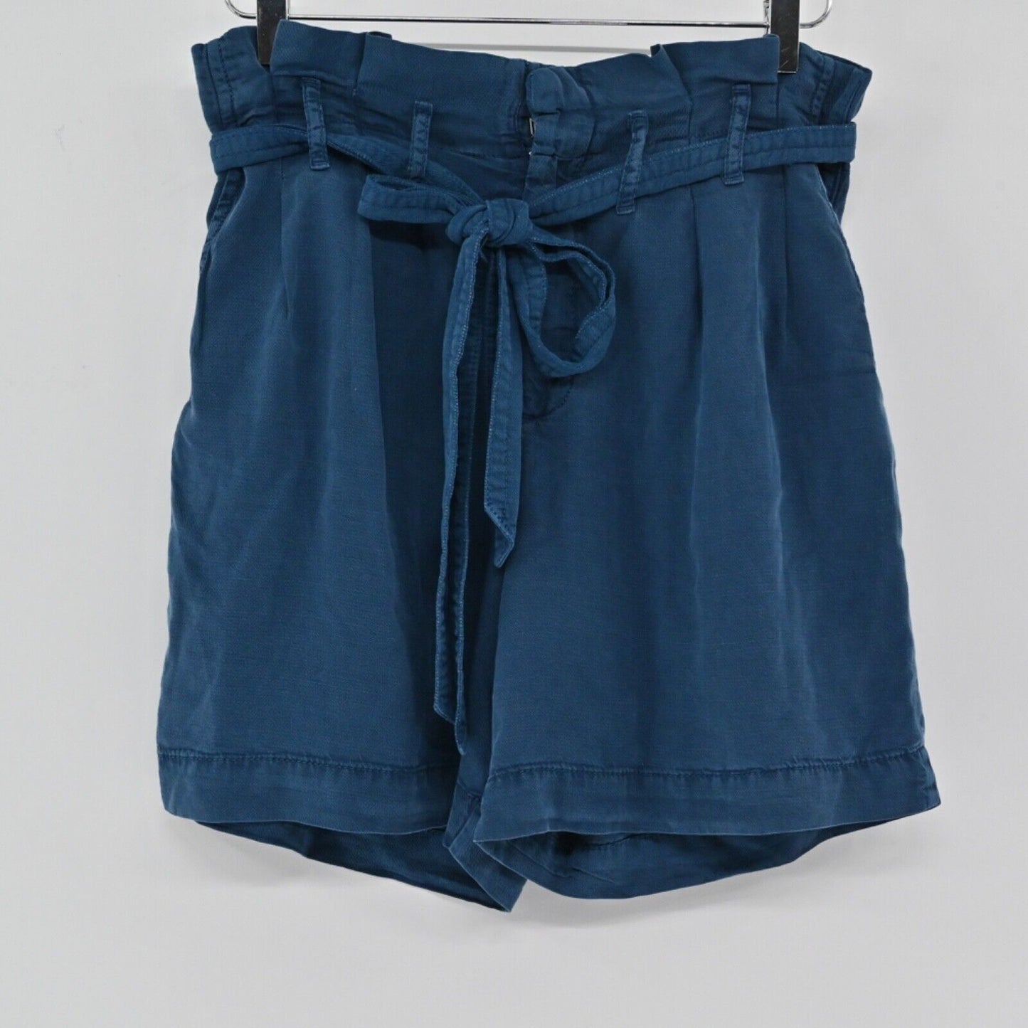 ANTHROPOLOGIE Shorts Womens Size 4 Blue Cotton Tie Paperbag Waist High Rise Rhys