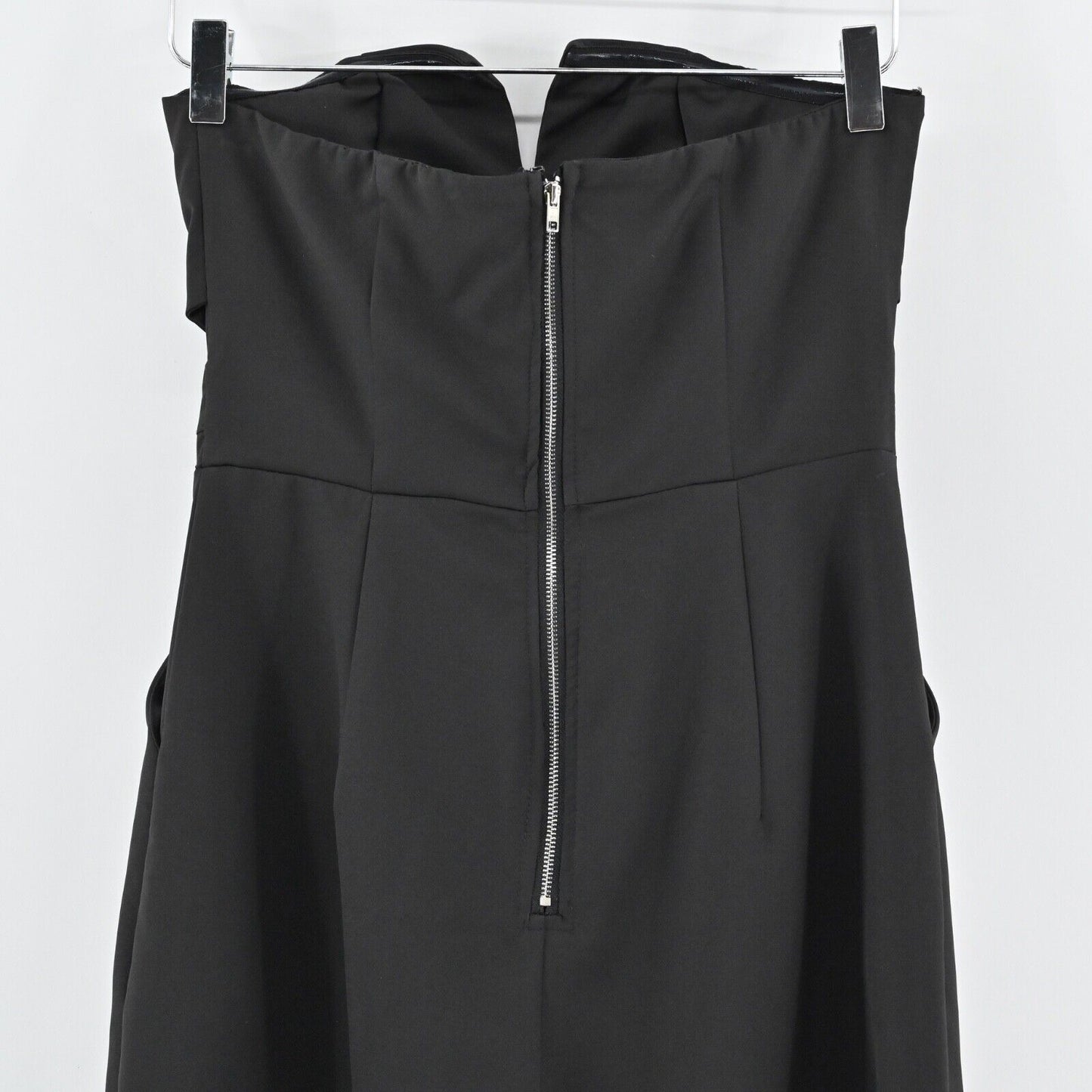 LULUS Jumpsuit Womens Sz S Black Dream It Strapless V Neck Cutout Split Wide Leg