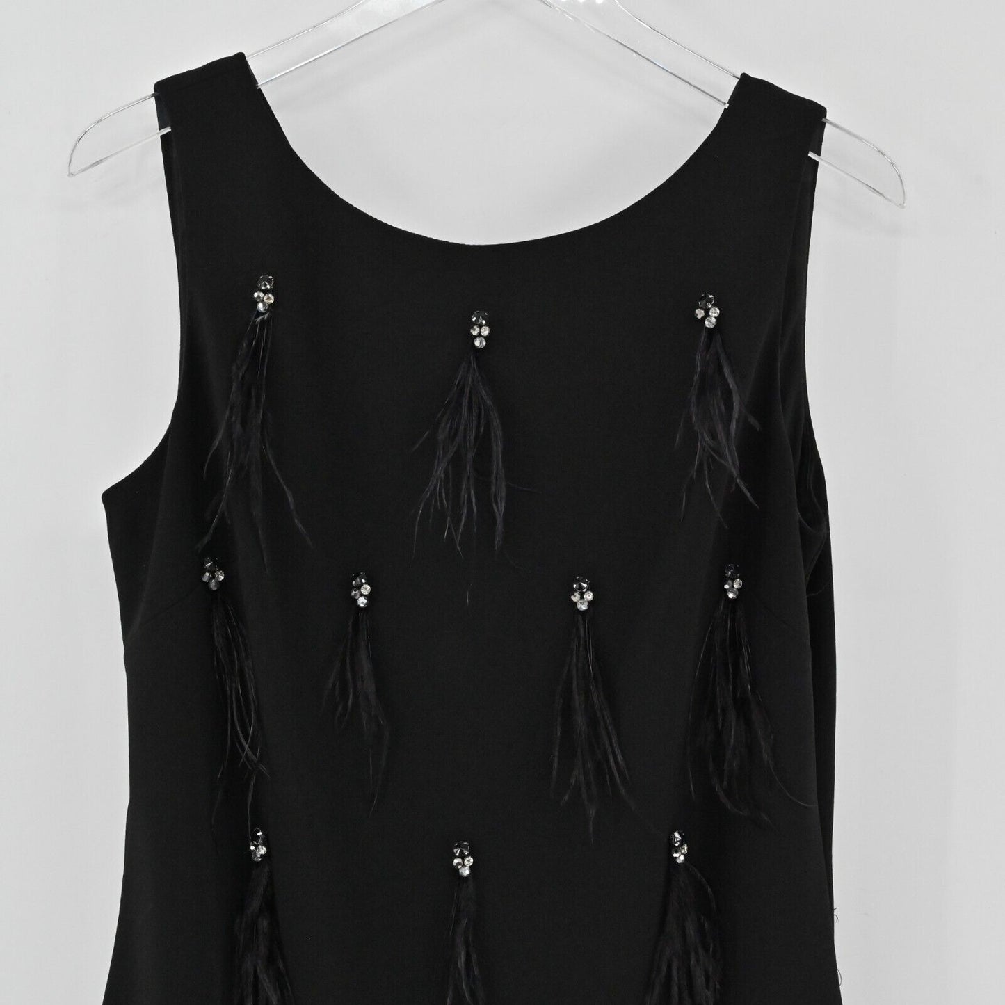 HARPER ROSE Dress Womens Sz 12 Sleeveless Black Jewel Embellished Feather Shift