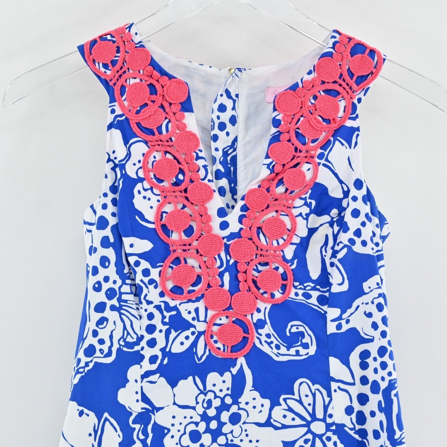 Lilly Pulitzer Augusta Cotton Shift Dress Size 00 Blue Quahog Chowdah Seahorse