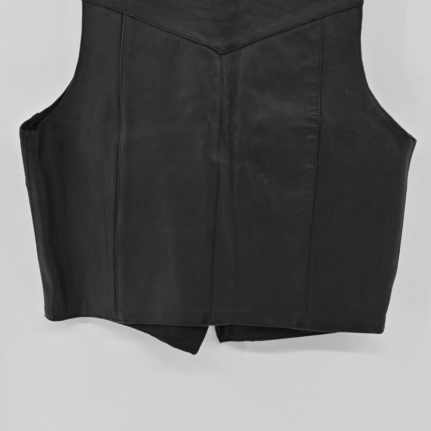 Vtg VANCE LEATHERS Vest Mens Size 46 Black Sleeveless Bike Motocycle Snap Front