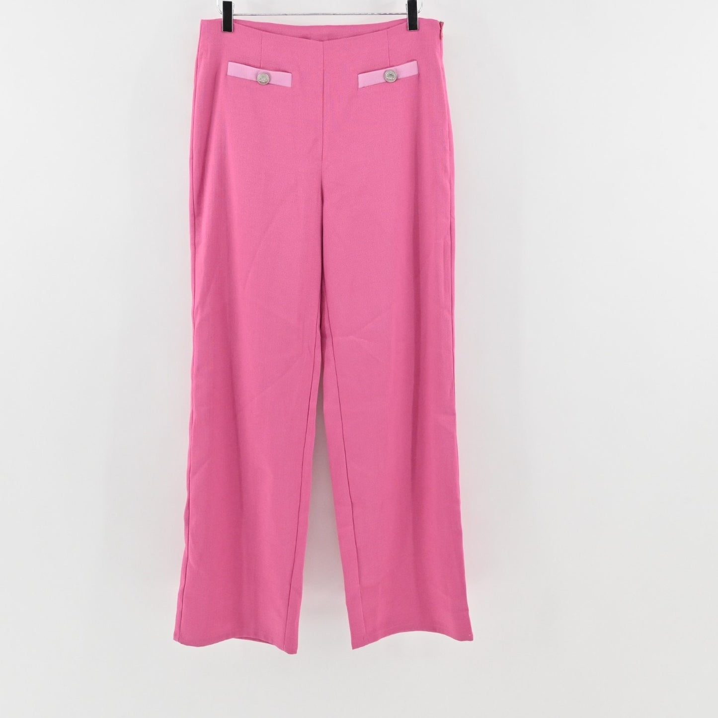 Lillys Kloset Womens Pink Wide Leg Pant Set Size L Shirred Collar Barbiecore New
