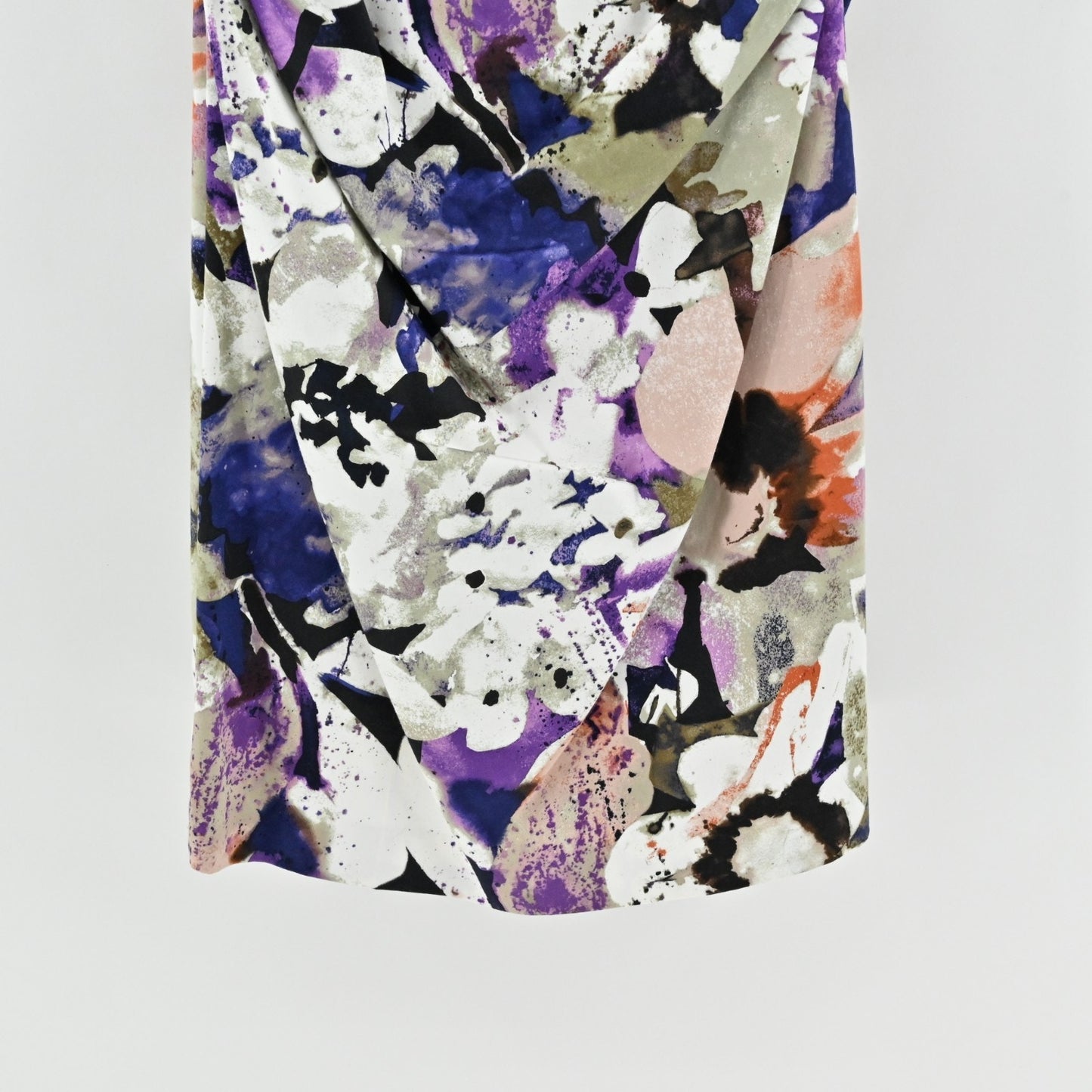 Suzi Chin Floral Pleated Sleeveless Dress Sz 14 Garden Party Ruched Square Neck