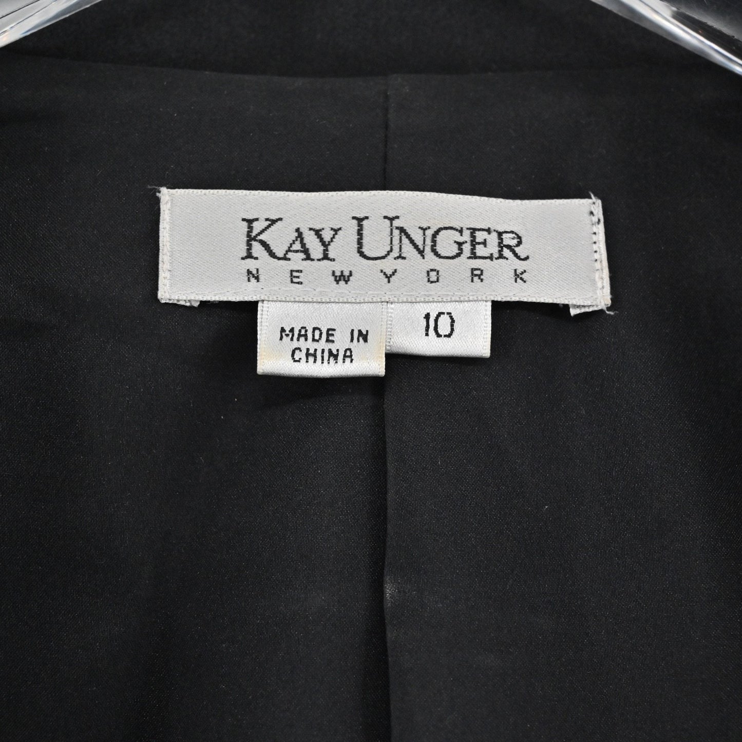 Vtg 90s Kay Unger Womens Embellished Jewel Silk Blazer Sz 10 Black Career Formal