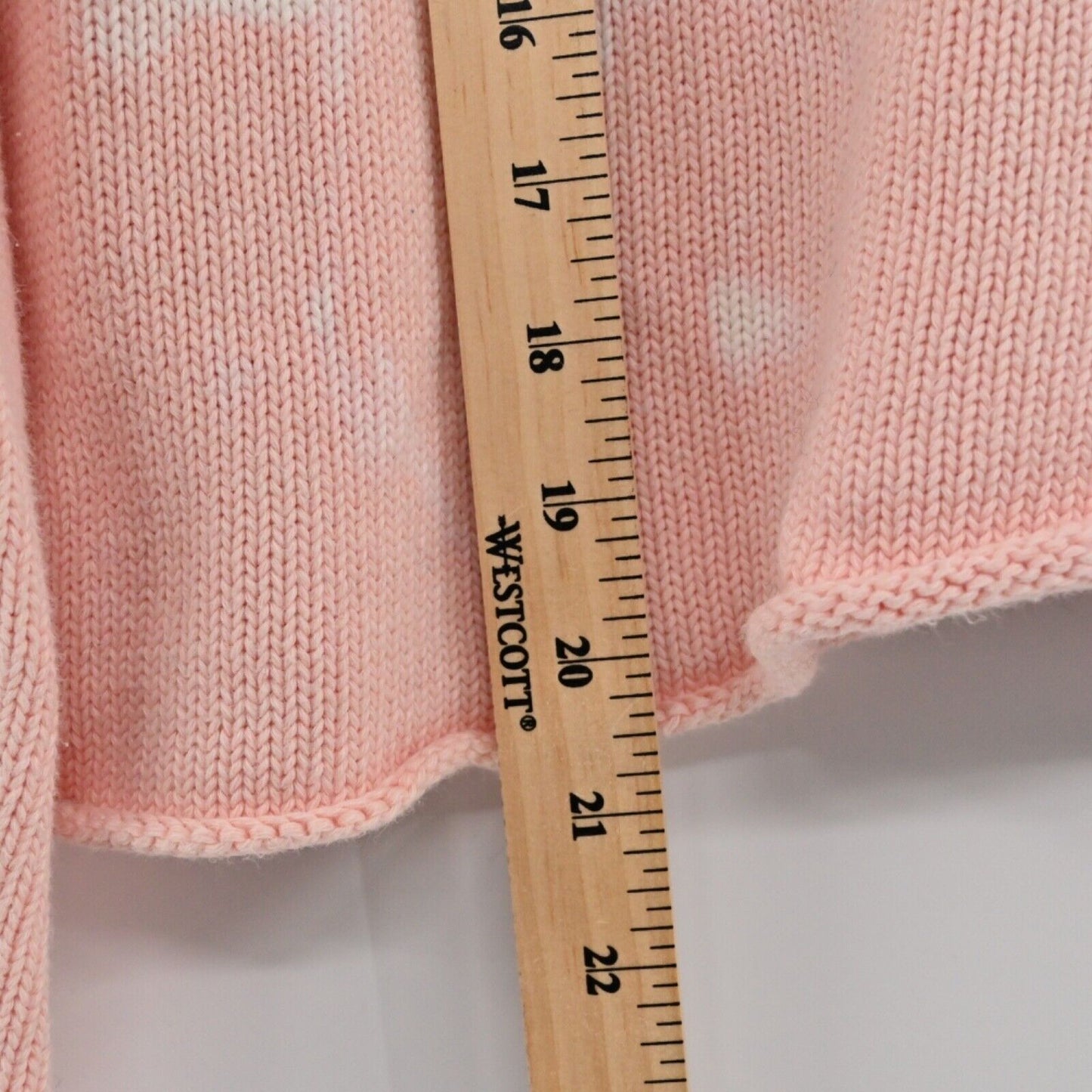 J JILL Sweater Womens Sz XSP Pink Bleach Splatter 100% Cotton VNeck Side Button