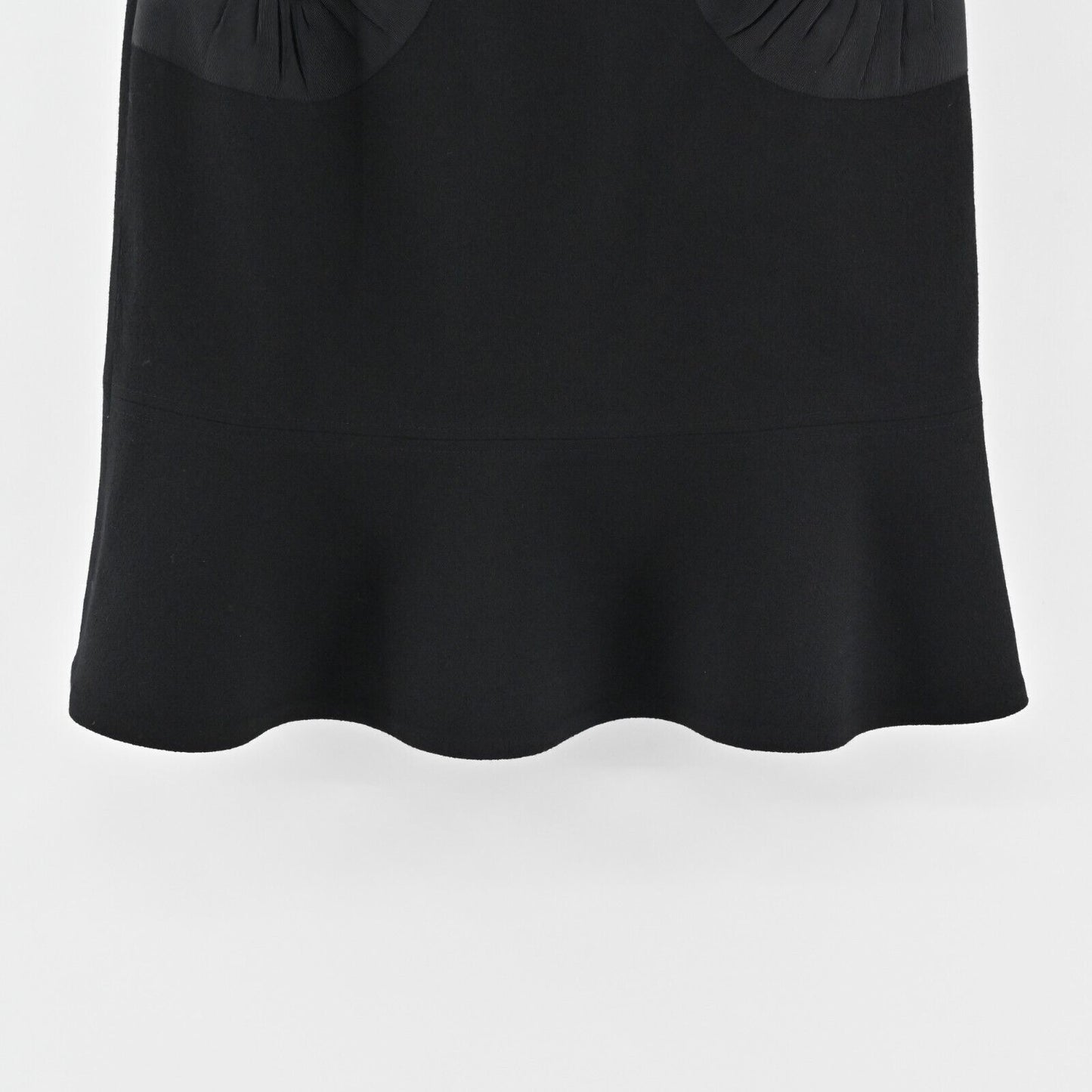 ETCETERA Skirt Size 4 Classic Solid Black Wool Flared Flounce Lined Front Pocket