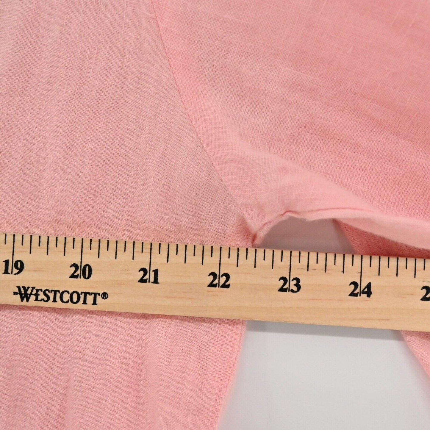 BARBARA GERWIT Top Womens Size M Linen Beaded Detail Pink Tunic Split VNeck