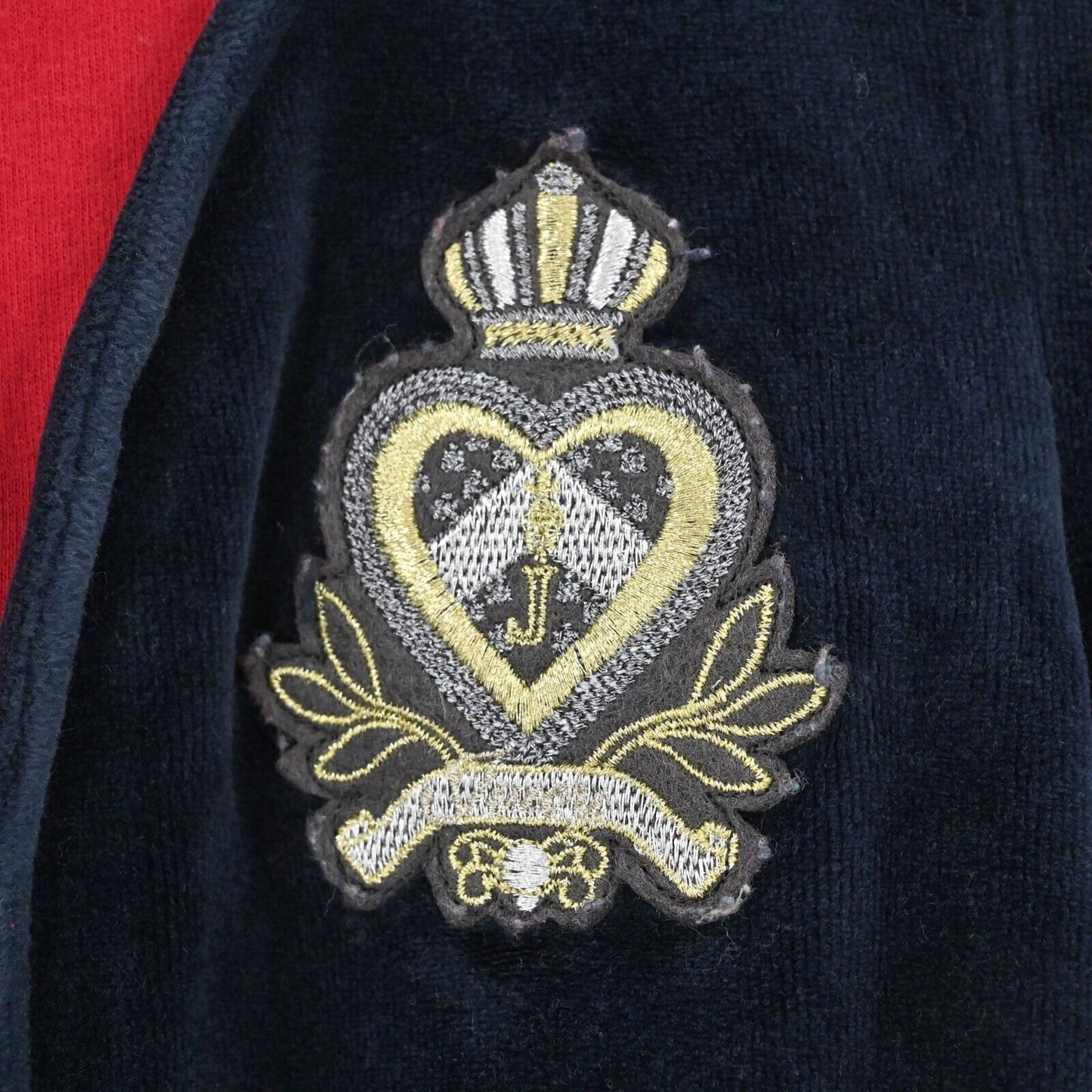 Y2k JUICY COUTURE Velour Track Jacket Womens Sz XS Navy Puff Sleeve Embroidered