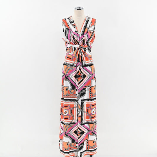 BOSTON PROPER Dress Size S Mediterranean Scarf Clementine Multicolor Knot Maxi