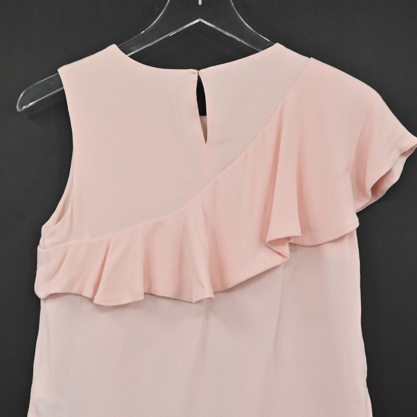 MAJE Womens Lorena Pink Ruffle Top Size S Sleeveless Coquette Black Buttons NEW