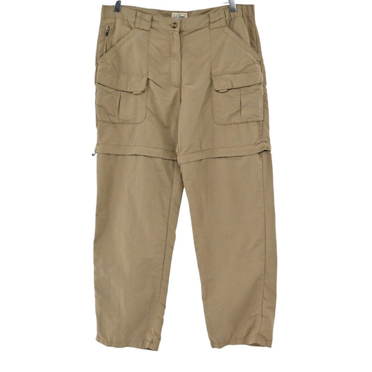 LL BEAN Pants Mens Size M Regular Convertible Cargo Pocket Tan Nylon Outdoor