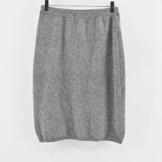 Vintage HUNT CLUB Skirt Sz M Gray Lambswool Angora Knit Pencil Pull On Academia