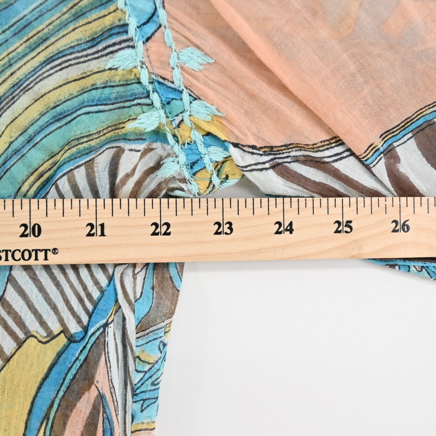 RAJ Tunic Dress Size M Blue Embroidered Printed Cotton Relaxed Fit Bohemian