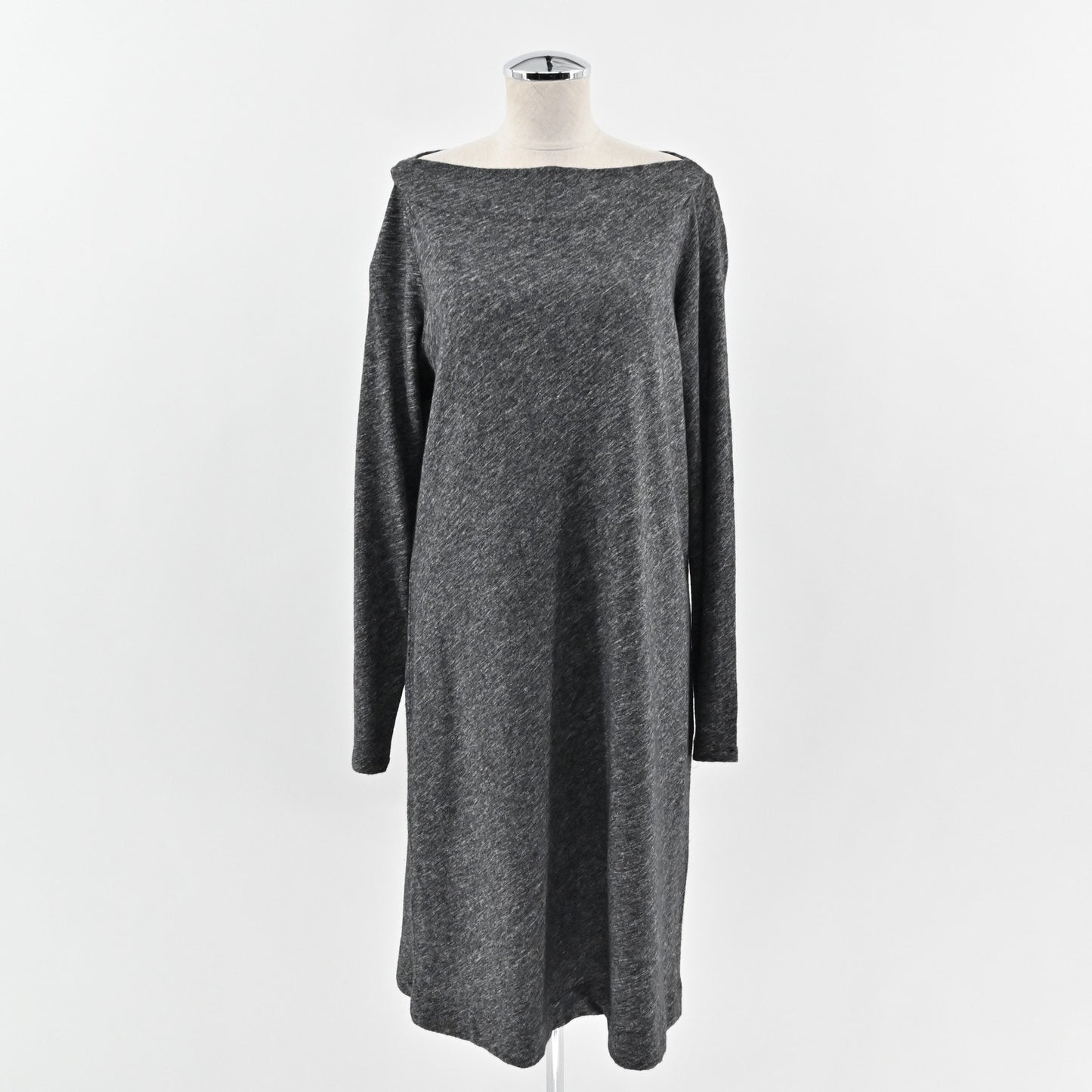 Eileen Fisher Womens Dress Size L Gray Organic Cotton Wool Lagenlook Long Sleeve