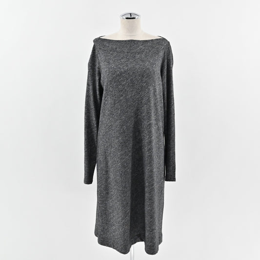 Eileen Fisher Womens Dress Size L Gray Organic Cotton Wool Lagenlook Long Sleeve