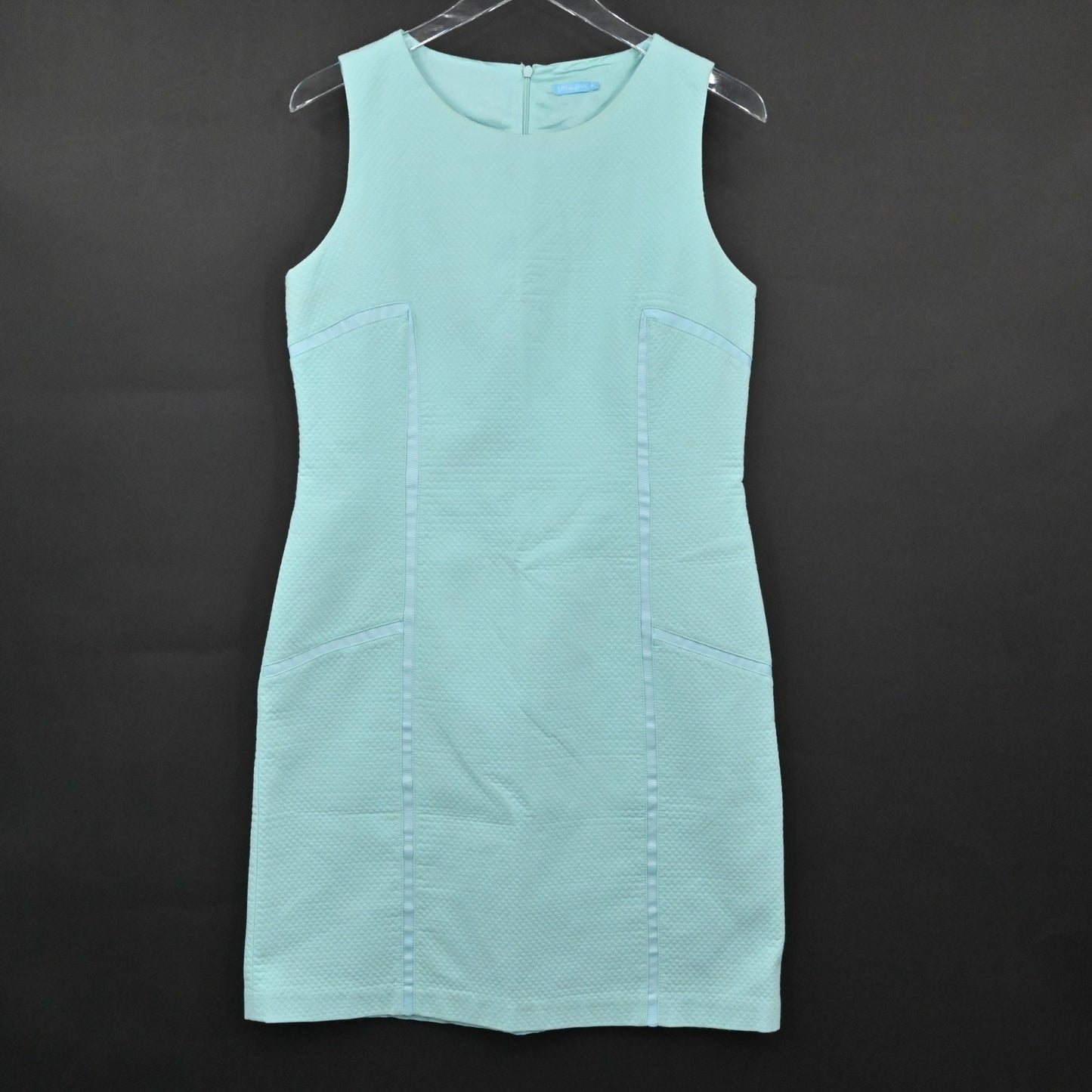 J MCLAUGHLIN Blue Sleeveless Dress Size 8 Textured Detail Shift Casual Preppy