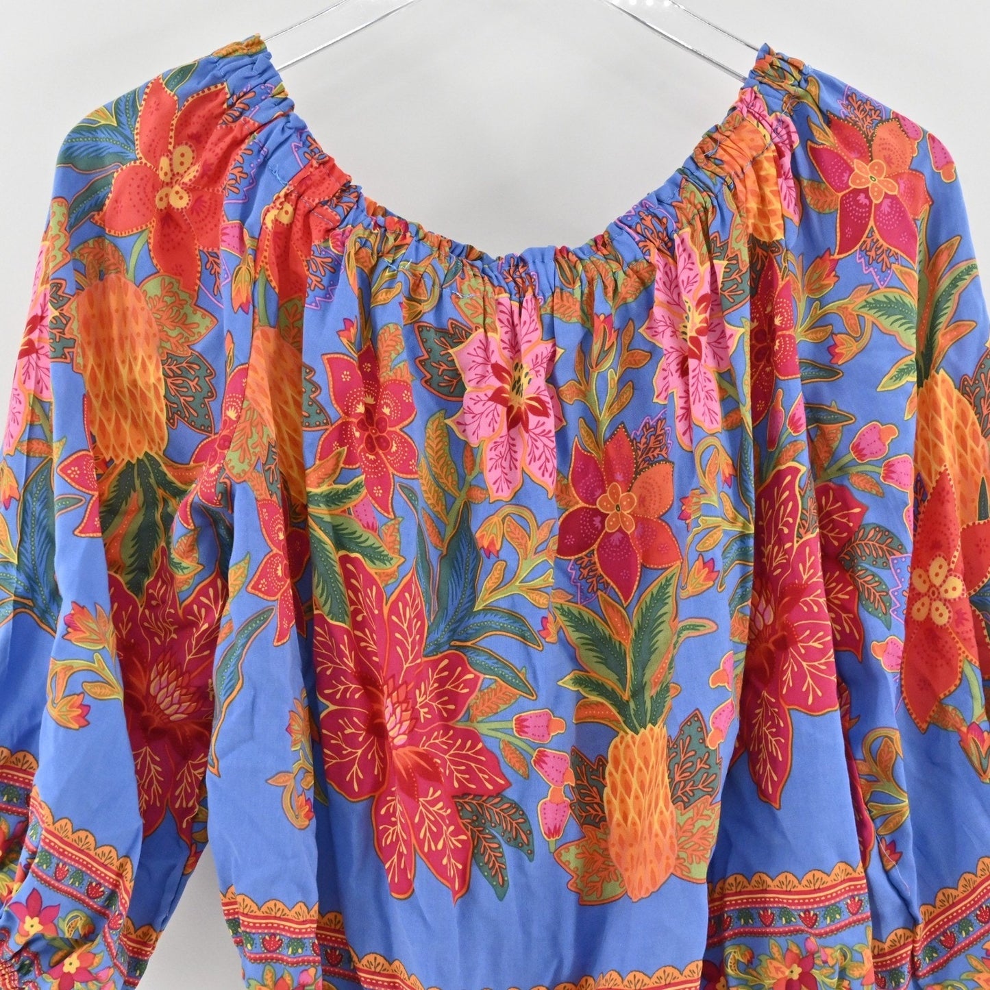 Cynthia Rowley Womens Floral Top Size S Off The Shoulder Balloon Sleeve Blouse
