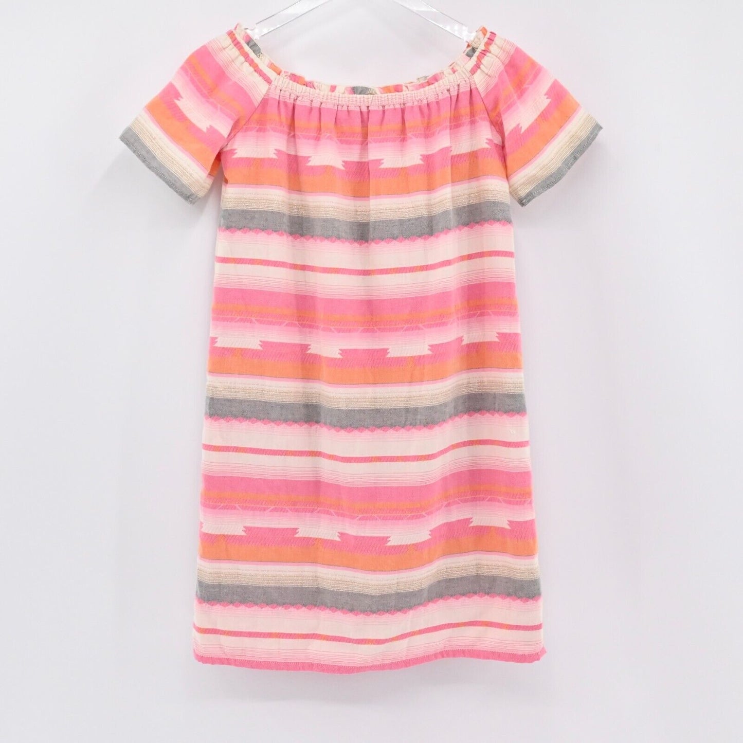 ANTHROPOLOGIE Dress Womens Sz XS Drew Pink Aztec Stripe OTS Cotton Southwestern