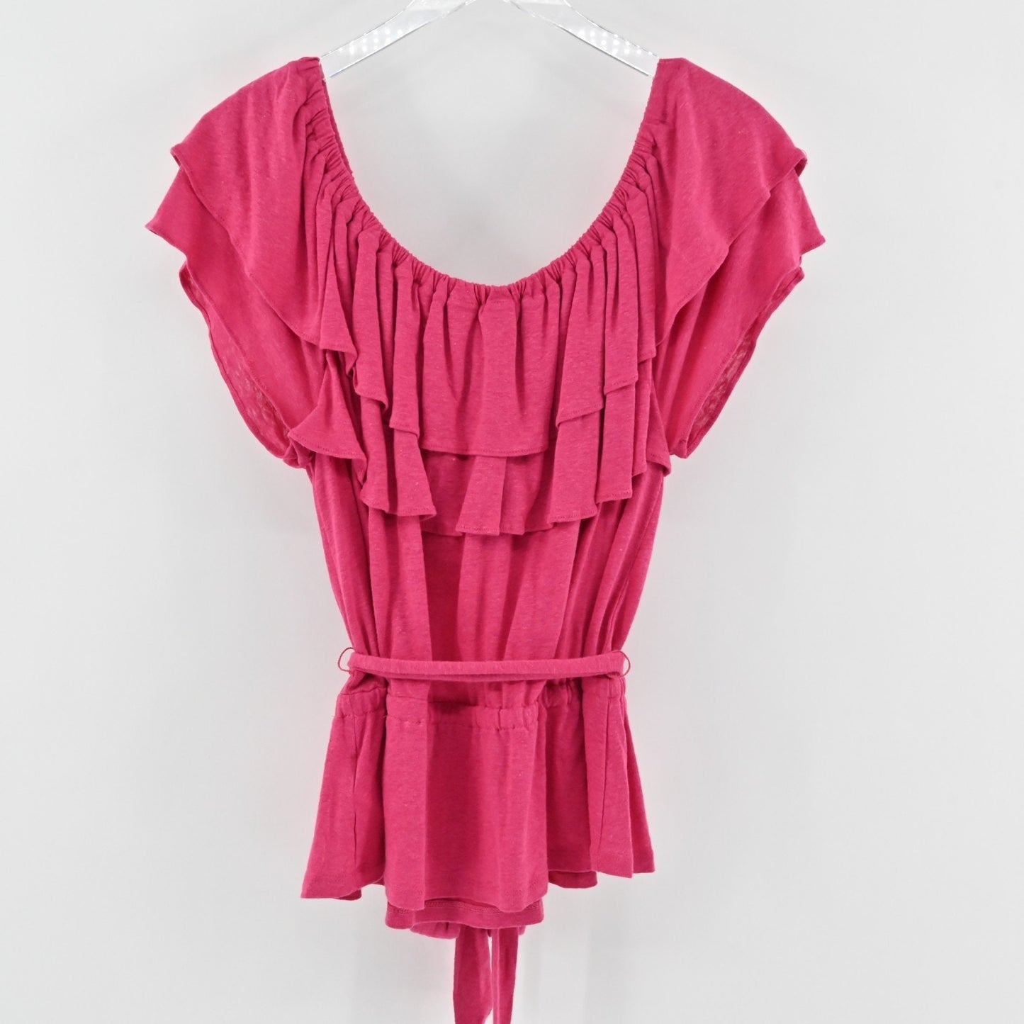Ralph Lauren Womens Jersey Off Shoulder Pink Top Size XL Ruffle LRL Blouse NEW