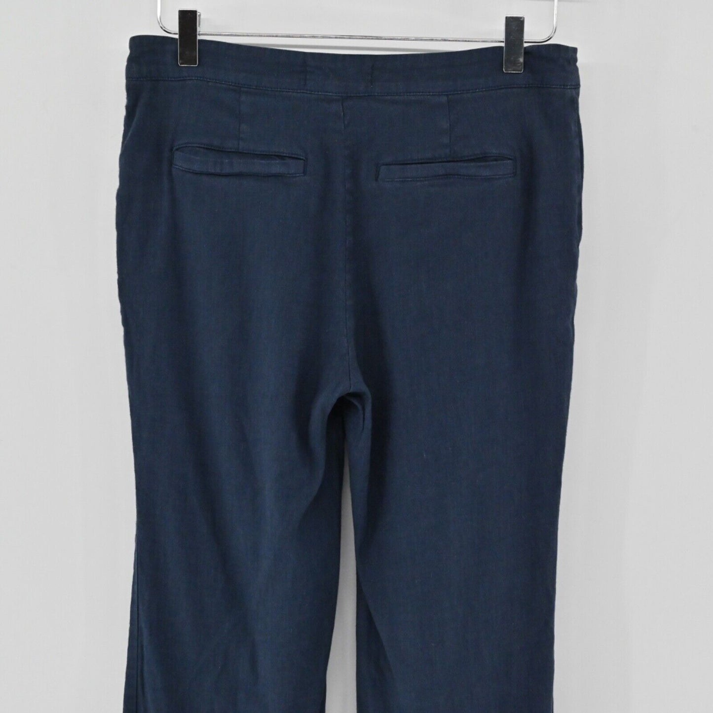 ANTHROPOLOGIE Pants Womens Size 4 Navy Blue Linen Blend Low Rise Flare Wide Leg