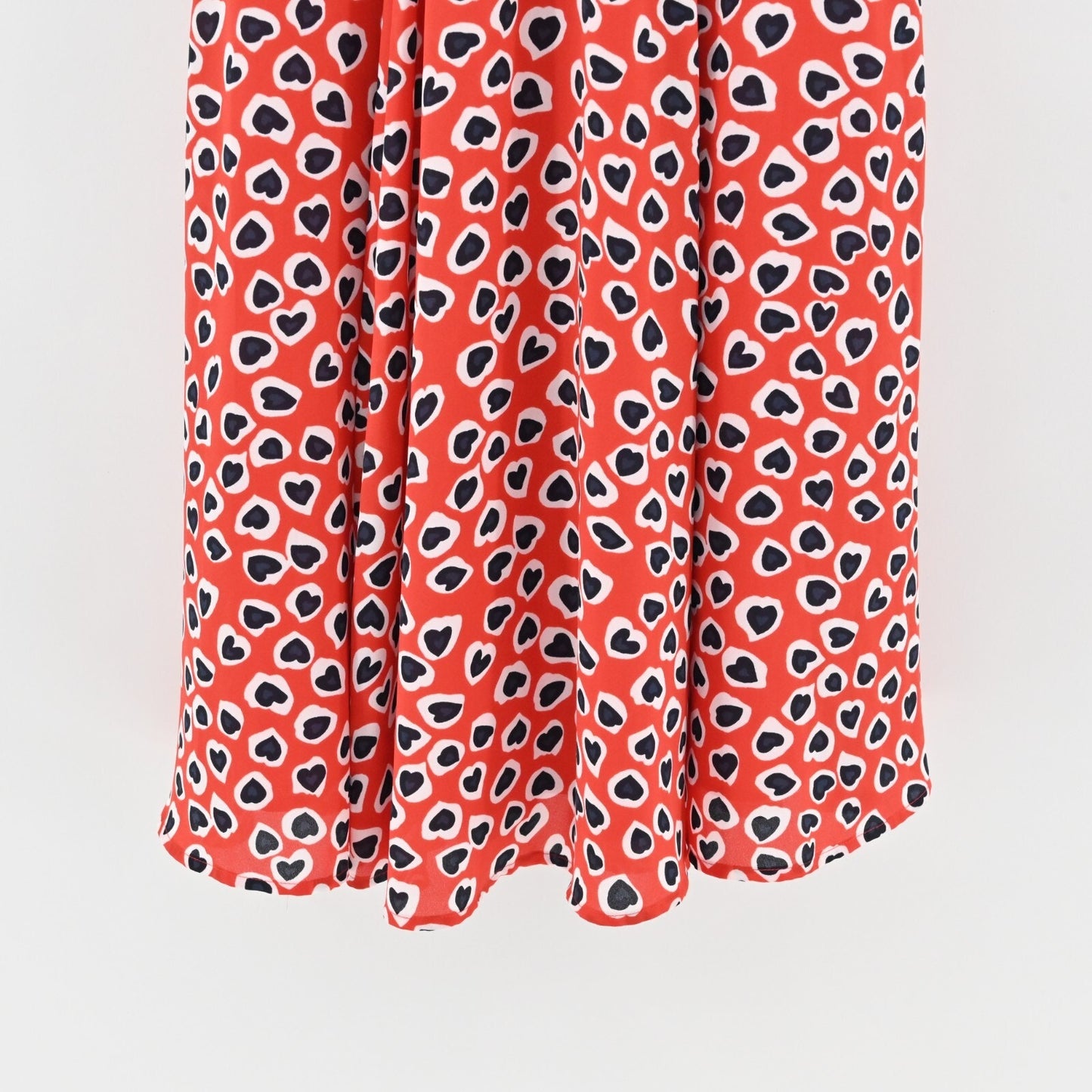 J CREW Dress Size 4P Rudbeckia Red Heart Print Collared Belted Midi A Line