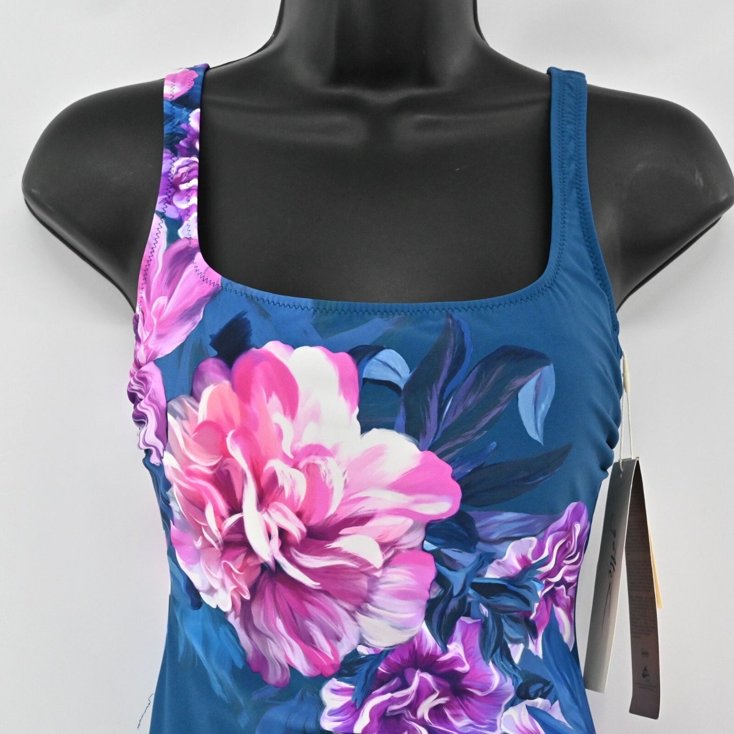 Gottex Womens Size 6 Fiji Navy Pink Floral Print Square Neck One Piece Swimsuit