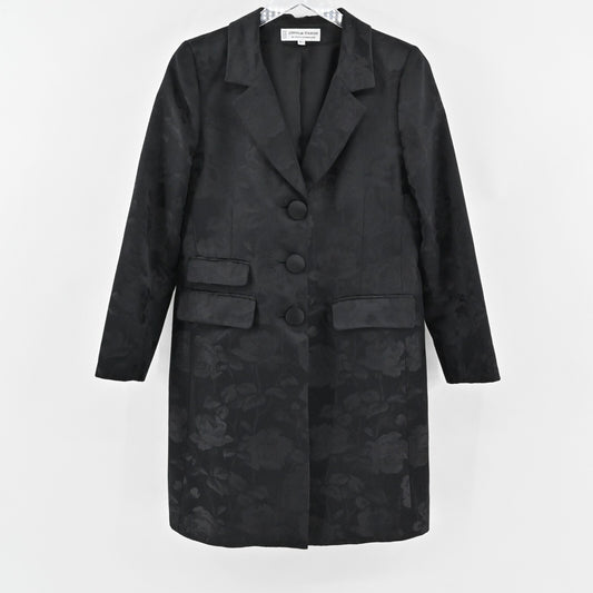 STYLE PARIS Jacket Womens 42 Black Silk Floral Damask Brocade Susan Sutherland