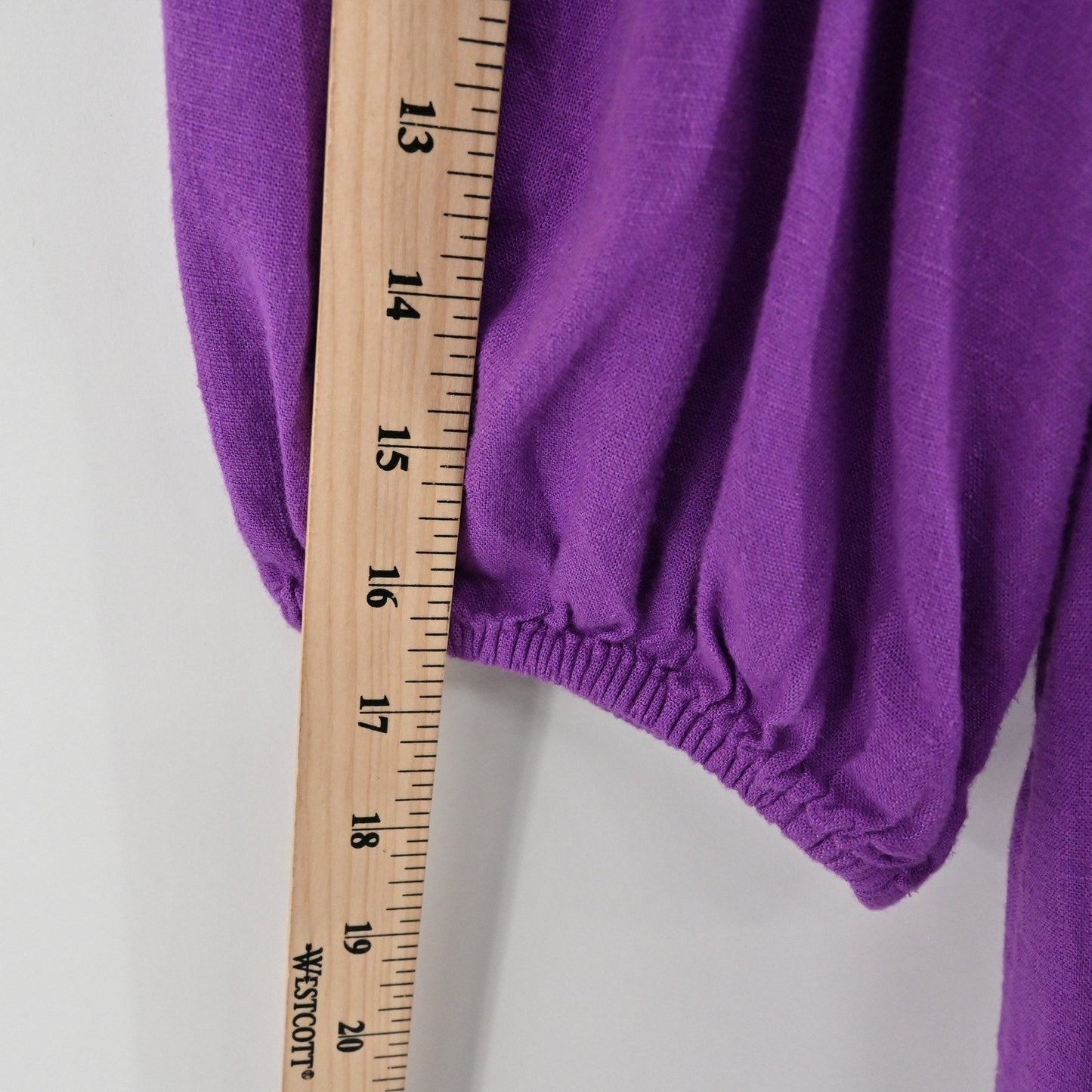 J Jill Linen Midi Dress Size S Purple Puff Sleeve Boho Lagenlook Button Front