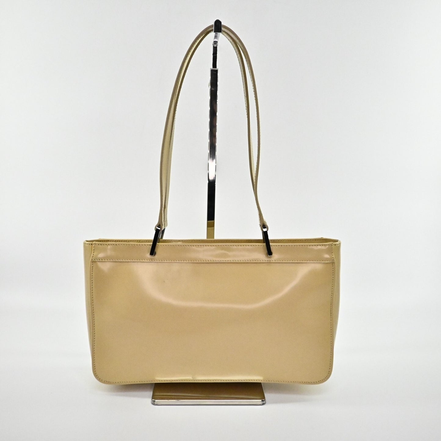 GUCCI Bag Jackie Beige Patent Leather Double Handle Classic Shoulder Tote Bag