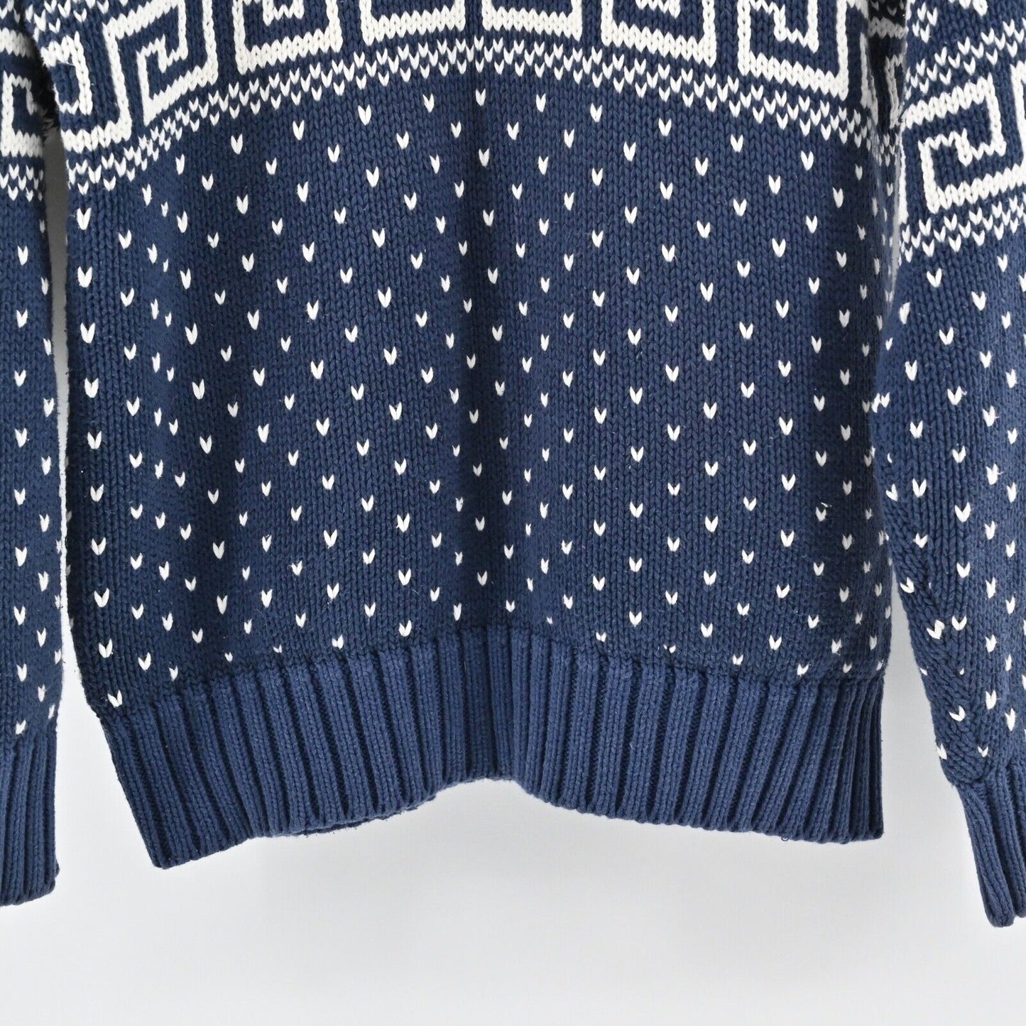 Vtg GAP Sweater Womens Sz L Blue Fair Isle 100% Cotton Chunky Knit Crew Neck 80s