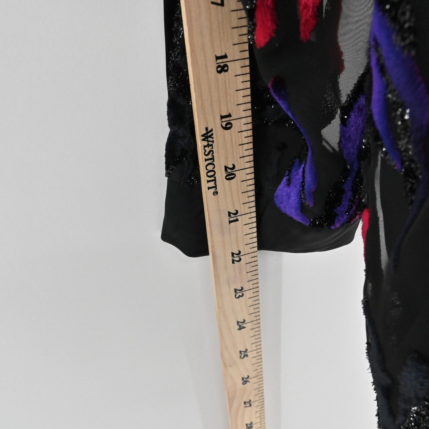 Vtg 80 Velvet Burnout Top Size 10 Dramatic Dopamine Retro Glam Red Purple Sheer